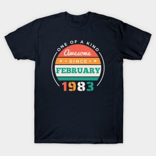 Retro Awesome Since February 1983 Birthday Vintage Bday 1983 T-Shirt